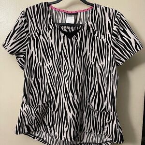 Heartsoul Women’s Zebra Print Scrub Top, size Large